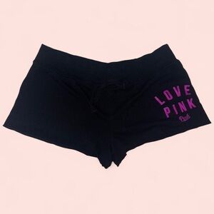 PINK Victoria's Secret Black Shorts with Purple Logo